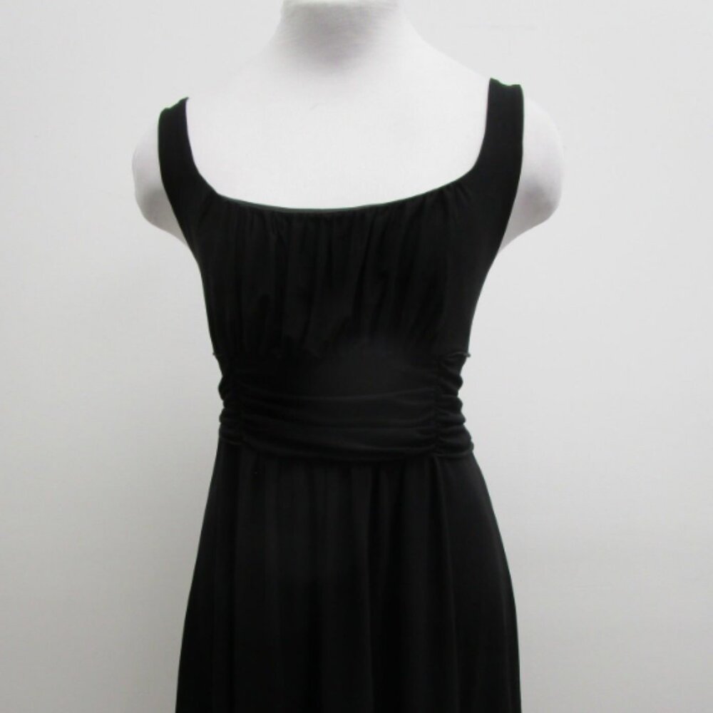 Tempted Heart Black Ruched A-line Tie Back Dress